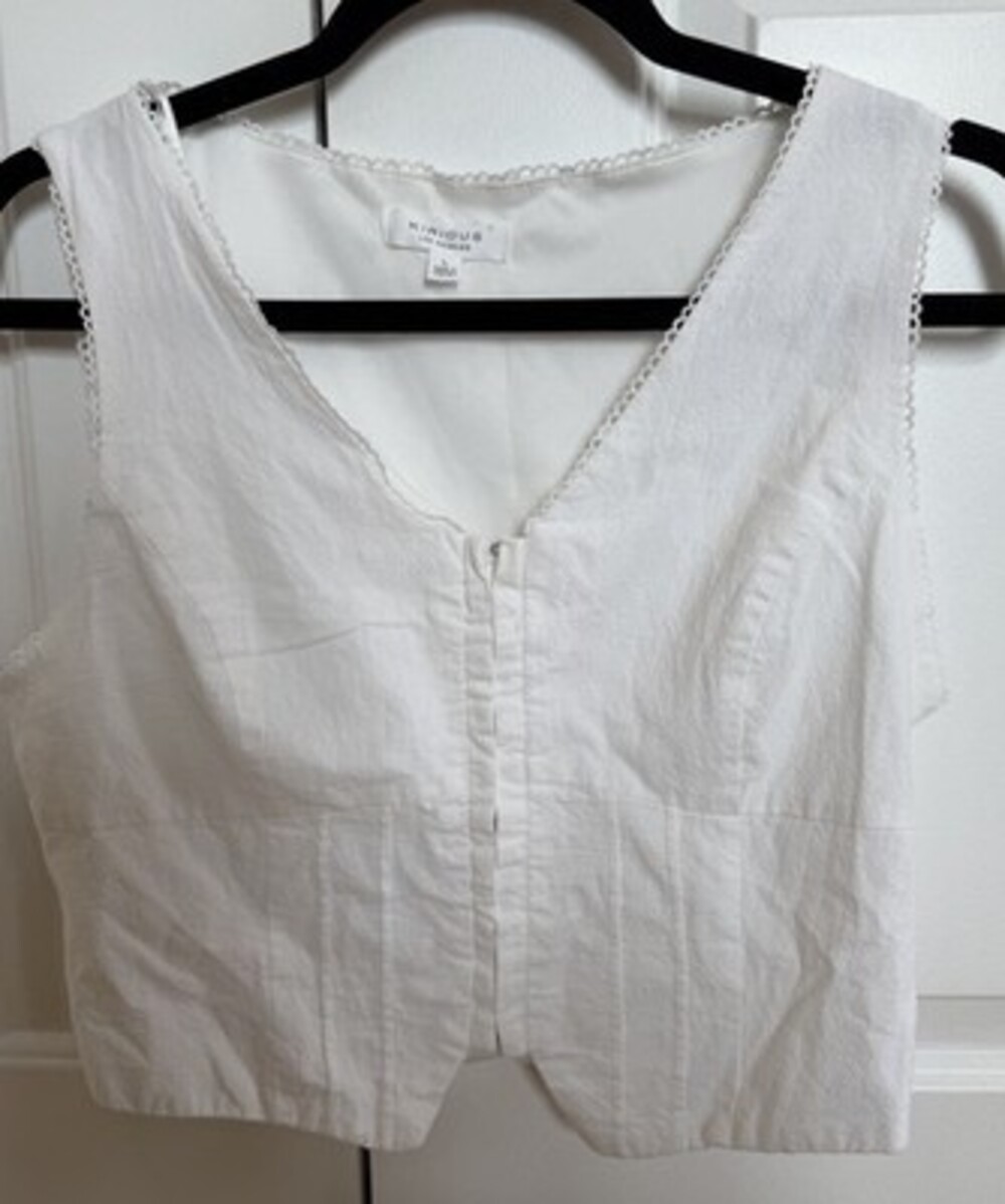 Kirious Los Angeles Women's White Sleeveless Vest Size Large V-Neck Corset